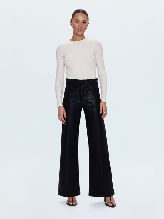pistola Denim - pistola Lana Black coated noir high rise ultra Wide-Leg Pants size 24